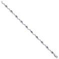thumbnail image 4 of 925 Sterling Silver Diamond Blue Tanzanite Chain Gemstone Tennis Bracelet, 4 of 6