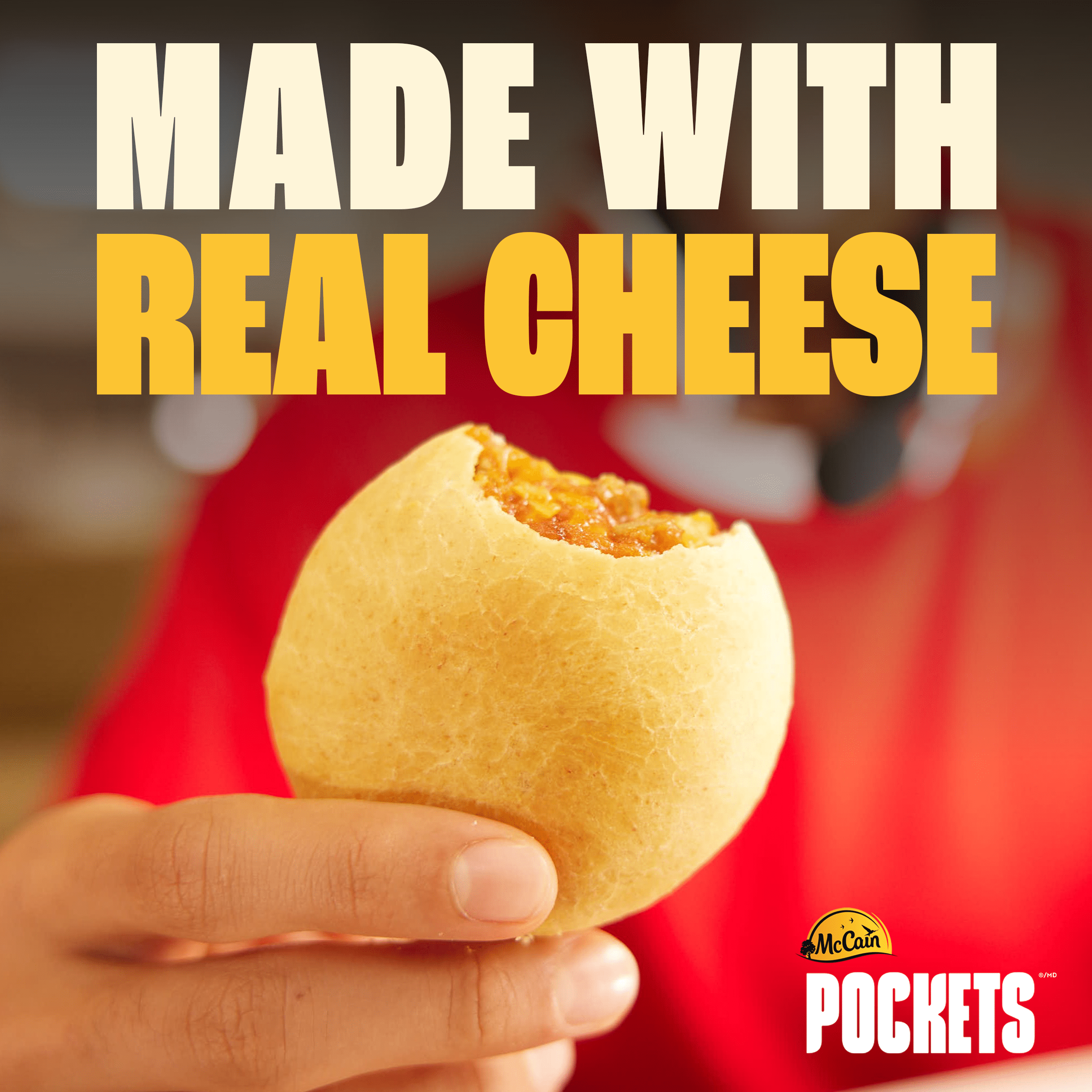 McCain® Pizza Pockets® Three Cheese, Made in Canada from domestic and imported ingredients, 3 x 100g