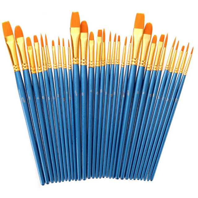 Juego de pinceles para pintar, 30 piezas de pinceles de punta redonda y puntiaguda, de nailon, para pintura acrílica, óleo, acuarela, arte facial y de uñas, detalles en miniatura y pintura rupestre