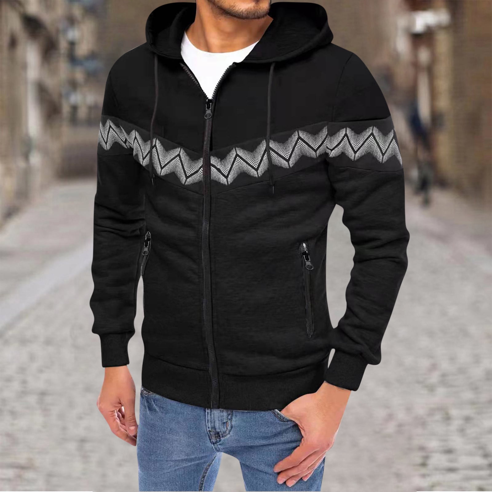 Wolfast Mens Hoodie Sweatshirt Fleece Zip Up Slim Fit knit sweater