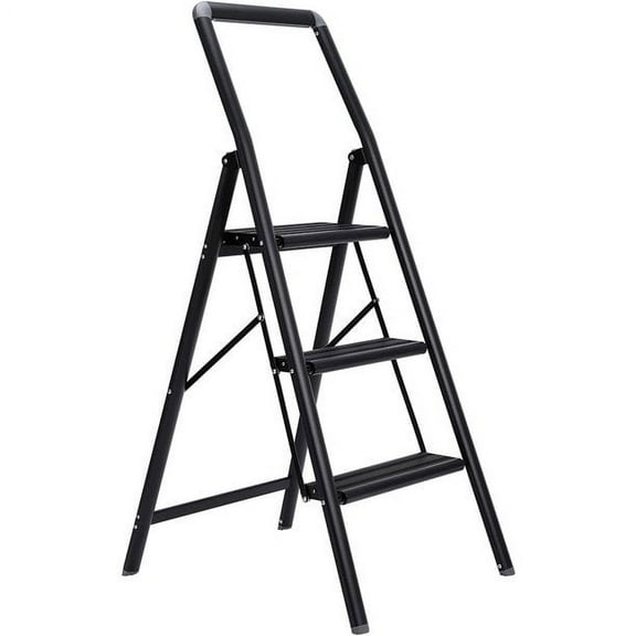 BIRDROCK HOME 3 Step Slim Aluminum Step Ladder - Black
