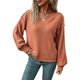 thumbnail image 3 of Suéteres de Cuello en V para Mujer, Suéteres Casuales de Larga con Cuello en V y Estampado de Leopardo, Tops de Suéter Naranja-Rojo L, 3 of 8