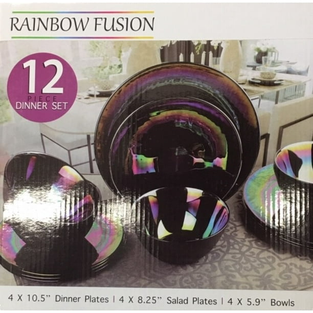 Circleware Iridescent Dinnerware Set 12 Piece Walmart Com Walmart Com