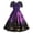 Purple, variant on TAIAOJING Women Hallowmas Lace Round Neck Short Sleeve Printed Large Swing Dress