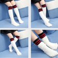 thumbnail image 5 of Mode Bambins Filles Genou Chaussettes Hautes École Chaussettes en Coton Rayé Bas, 5 of 5