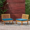 thumbnail image 3 of Noble House Chaise de Club en Bois d'Acacia d'Extérieur en Sarcelle Foncée (Lot de 2), 3 of 14