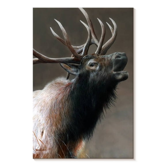 Elephant Stock American Icon Elk Wall Art - Vertical Canvas Wall Art - Living Room Wall Decor - Animal Canvas - Gray And Brown Decor By Kevin Daniel - 8" x 12"