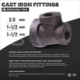 thumbnail image 5 of Supply Giant 2" x 1-1/2" x 1-1/2" BLack Pipe Fitting Reducing Tee Cast Iron, 5 of 6