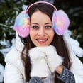 thumbnail image 2 of Soft Plush Earmuff Iridescent Gradient Multicolor Ear Warmers Winter Ear Muffs for Women Girls Auroral Color Christmas (black), 2 of 6