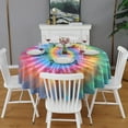 thumbnail image 2 of Rainbow Tie Dye Mandala Pattern Round Tablecloth 60"x60",Wrinkle Wipeable Table Cloth for Kitchen Dining Room Picnic Patio Party, 2 of 6