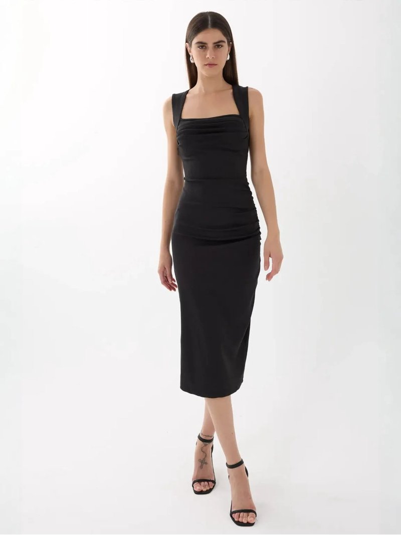square neck midi bodycon dress White Sleeveless Dress - Square Neck Dress - Bodycon Midi Dress