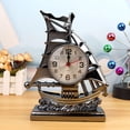 thumbnail image 3 of Kugisaki Alarm Clock Vintage Sailboat 2 in 1 Wall Clock & Tabletop Desk Decorative Clock for Living Room Bedroom Bedside Desk, 3 of 7