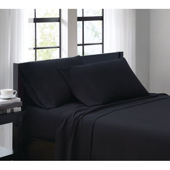 Truly Soft Everyday Sheet Set Black Polyester 3-Piece Twin XL Sheet Set, solid color themed, Adult Bedding, OEKO-TEX Certified