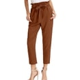 thumbnail image 1 of Pantalones elegantes de cintura alta con lazo y pantalones ajustados. L, 1 of 8