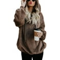 thumbnail image 3 of Sudadera con capucha y bolsillos extragrandes y acogedores para mujer, sudadera deportiva de polar, 3 of 6