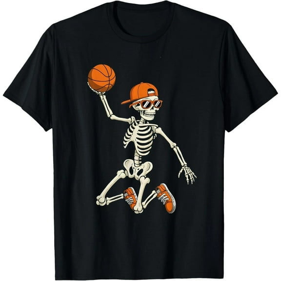 Halloween Skeleton Funny Basketball Shirt for Men Women T-Shirt