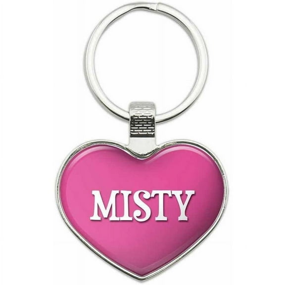 Misty - Names Female Metal Heart Keychain Key Chain Ring, Pink