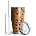 thumbnail image 2 of 30oz Halloween Witches on Brooms Pattern Tumblers Stainless Steel Tumbler with Lid and Straw,Vacuum Insulated Double Wall Travel Tumbler Cups Mug with Cleaning Brush for Coffee,Tea, 2 of 7