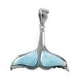 thumbnail image 2 of Unique Hawaiian Genuine Larimar Whale Tail Earring and Necklace, Sterling Silver Larimar Whale Tail Pendant, N9325S2 Birthday Wife Mom Gift, 2 of 3