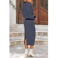 thumbnail image 2 of PRETTYGARDEN Women's 2 Piece Sets Lounge Striped Sweater Fall Casual Long Sleeve Knit Midi Skirts Matching Travel Outfits, 2 of 6