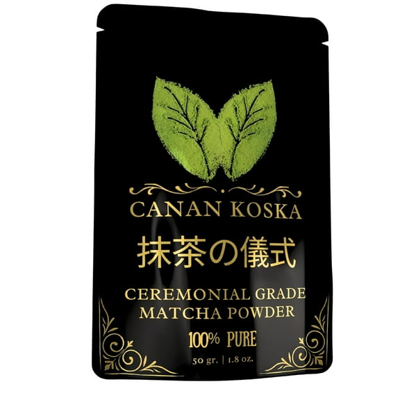 Canan Koska Ceremonial Grade Matcha Powder – Stone-Ground Green Tea from First Harvest Leaves, Perfect for Whisking, Lattes, or Smoothies – No Additives – Resealable Pouch – 1.76oz (50g)