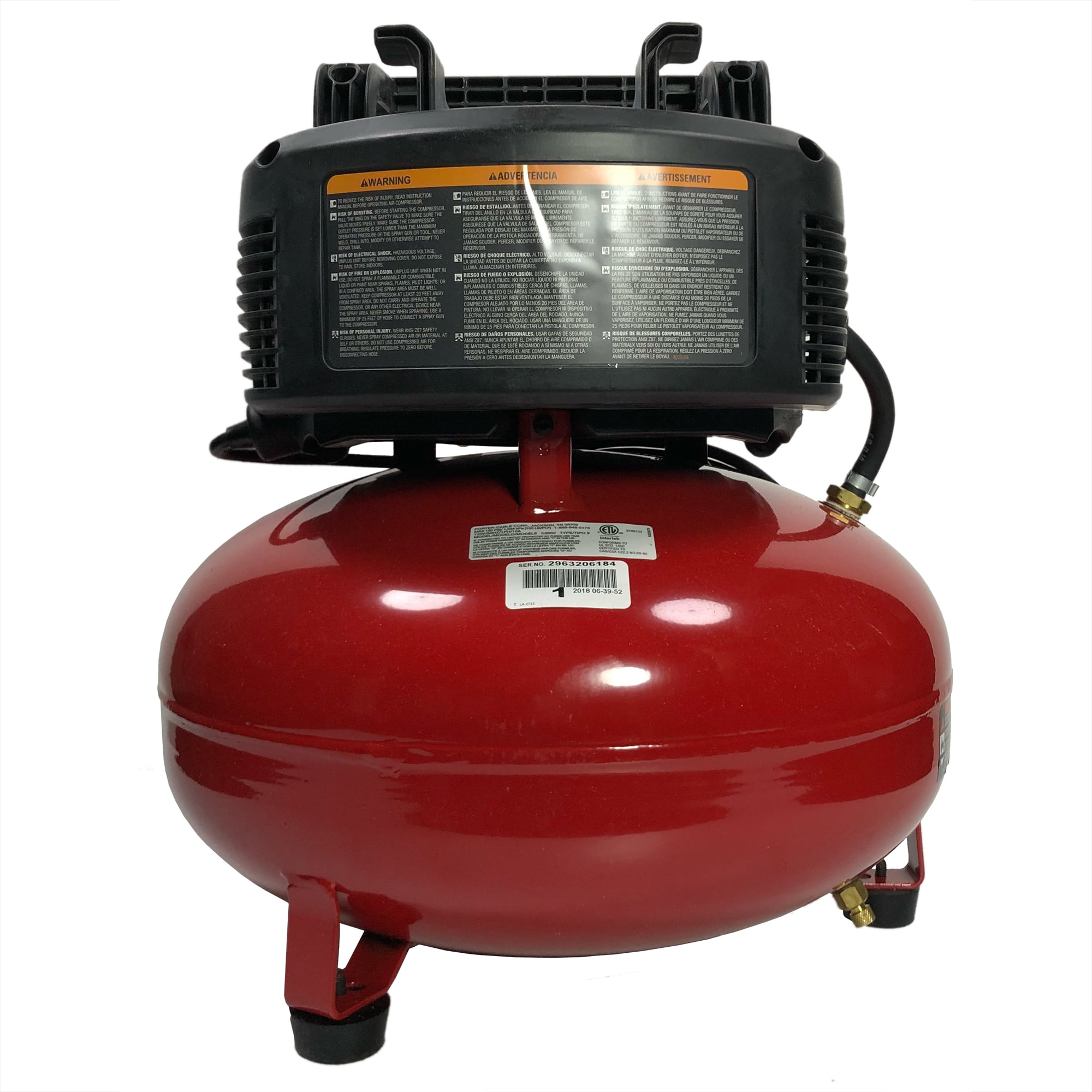 Red/Black for sale online PORTER CABLE C2002 150 PSI Portable 6 Gallon Oil-Free Pancake Air Compressor 