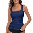 thumbnail image 7 of RELLECIGA Women's Bandeau Ruched Tankini Top Swimsuits Modest Bathing Suits, 7 of 7