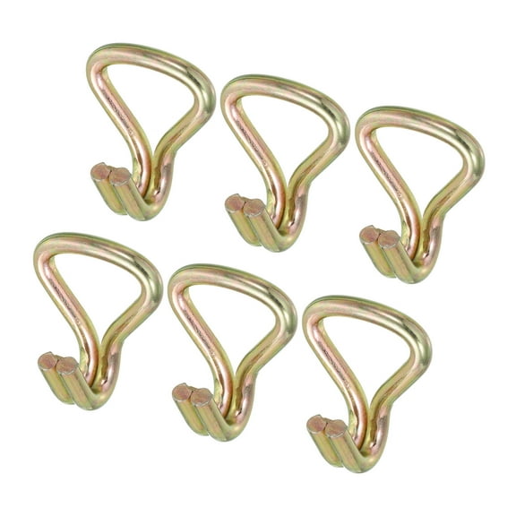 Ratchet Double J Strap Hook Load 2204 Lbs Zinc Color for 1.1" Tie Down Strap Webbing, 6 Pack