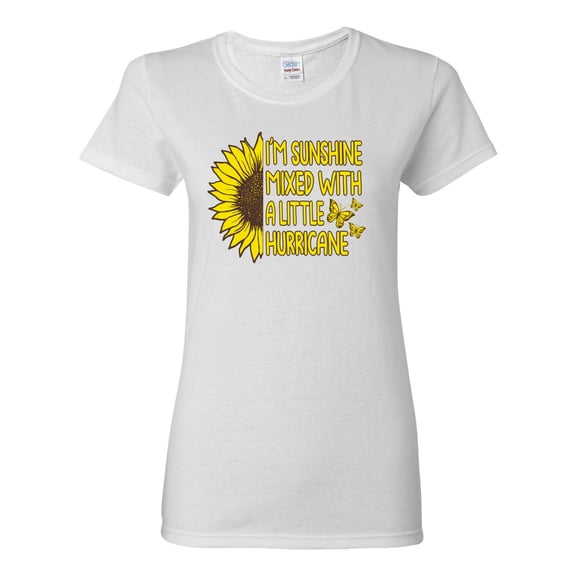 Wild Bobby, I'm Sunshine Mixed With A Little Hurricane , Inspirational/Christian, Women Graphic Tee, White, XX-Large