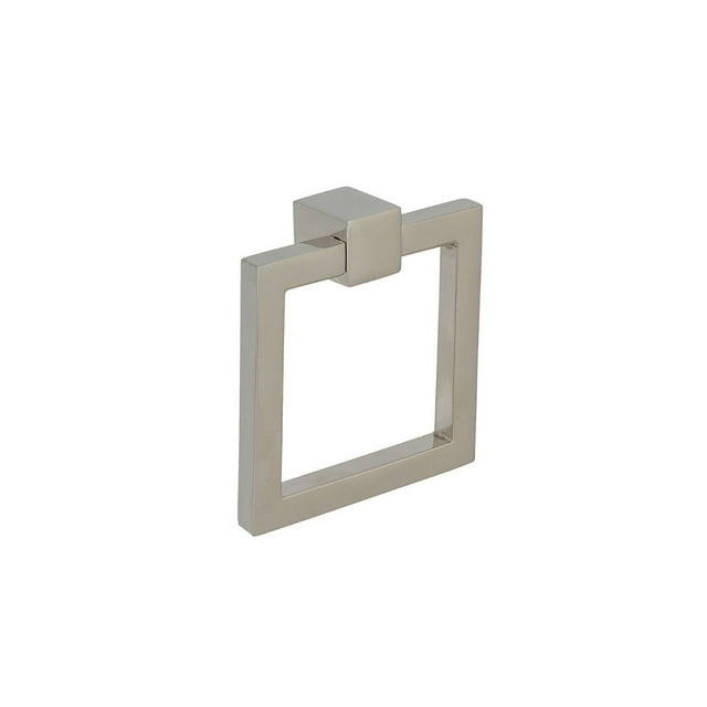 Ring Pull Square 2″ Cabinet Handle – Solid Sand Cast Brass Drop Pull, Satin Nickel, Brushed Brass, Polished Nickel, Black, Chrome,Modern Cabinet, Drawer, Furniture Hardware