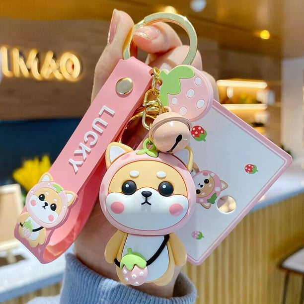Nuevo tigre patrón abrigo Shiba Inu perro llavero dibujos animados PVC animales juguetes llavero para mujer bolso colgante hombres coche llavero regalo de joyería xuanjing unisex