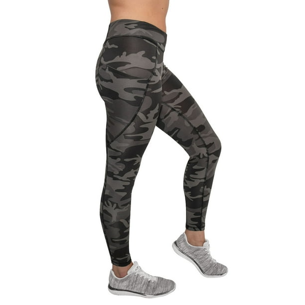 Rothco Womens Workout Performance Camo Leggings W/Pockets - Black Camo