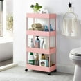 thumbnail image 6 of Alexent 4-Tier Plastic Storage Organizer Rolling Cart with Slim Shelves in Pink, 6 of 8
