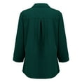 thumbnail image 5 of ZHENHONG T Shirts for Women,Loose V Neck 3/4 Sleeve Drop Shoulder Tops Solid Color Turn Down Collar Tshirts,Green Women Blouses, 5 of 8