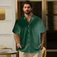 thumbnail image 2 of Men's Casual Button-Down Shirts Hawaiian Shirt Lapel Neck Solid Color Blouse Tropical Beach Shirt Slim Fit Holiday Floral Short Sleeve Shirt T Shirt Summer Shirts Men, 2 of 6
