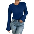 thumbnail image 2 of Sokhug Womens Long Bell Sleeve T-Shirts Top Fall Pullover for Women - Lightweight,Knit,Crewneck,Going Out,Fall Fashion 2025, 2 of 5