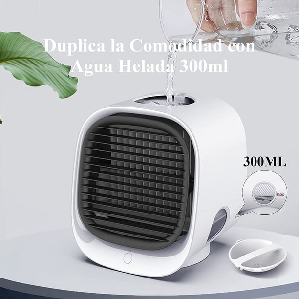 4 en 1, aire acondicionado móvil silencioso con tanque de agua grande de 300 ml con luz nocturna, humidificación de aire para el hogar, la oficina (blanco, 166 × 152 × 145 mm)