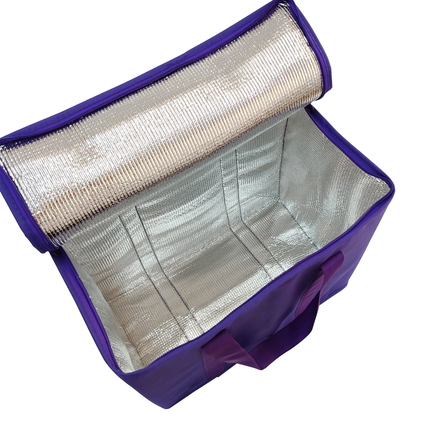 Yalin Set of 2 Large Insulated Collapsible Cooler Bags with Durable Dual Zipper Closure,Reusable Grocery Shopping Bags Keep Food Hot or Cold,Ideal for Instacart,Grocery Transport (Purple)