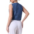thumbnail image 3 of CHAQUETA DE JEANS SIN MANGAS PARA MUJER INSPIRADA CHIC, CON ESCOTE EN V Y BOTONES, VESTIDO DE DENIM CORTO M AZUL, 3 of 6
