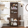 thumbnail image 3 of Farmhouse Towel Storage Cabinet with 2 Drawers & 2 Barn Doors, Wood Freestanding Bathroom Storage Cabinet with Roman Column Decor, Storage Cabinets with Adjustable Shelf & Door Cabinets, Rustic Brown, 3 of 8