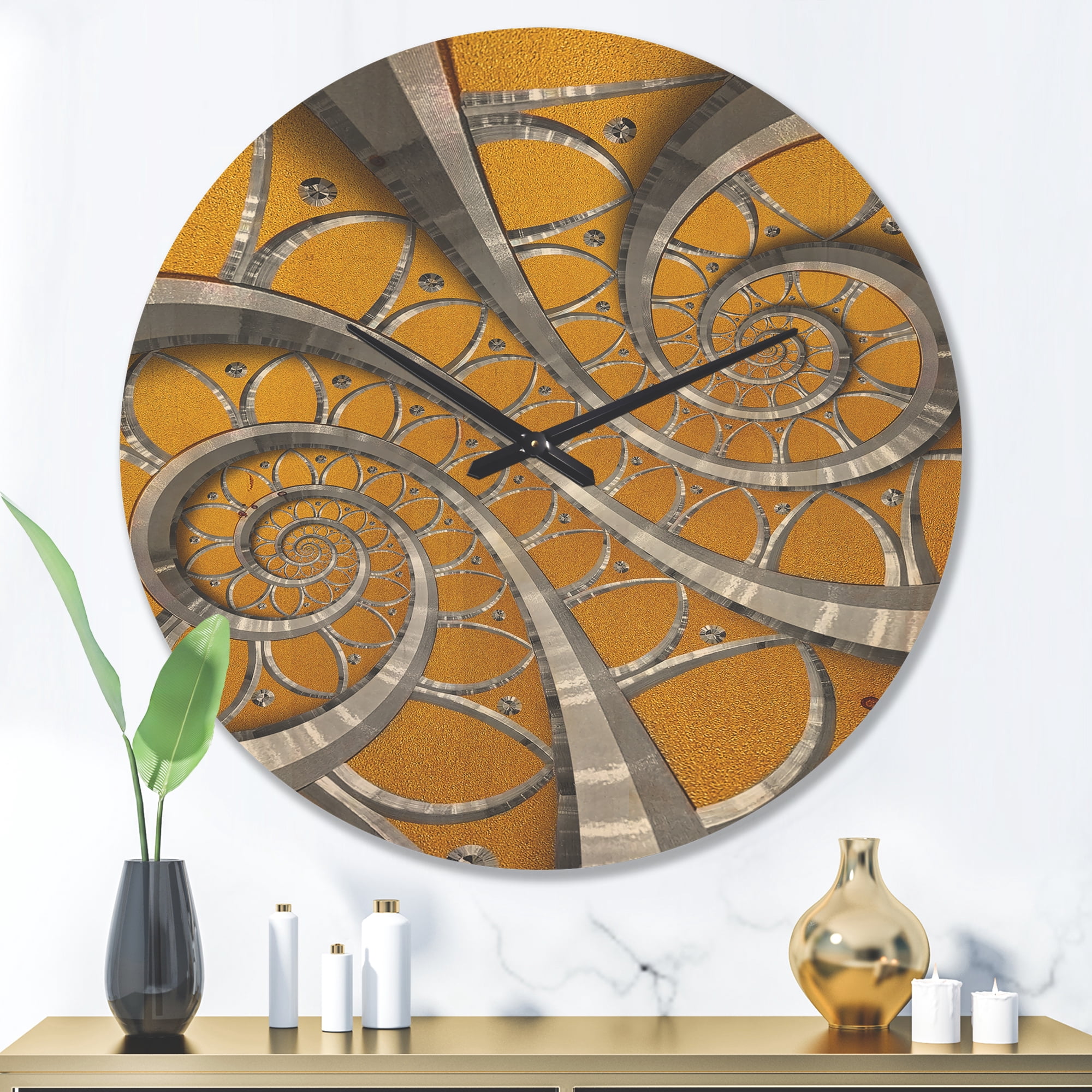 Designart 'Antique Style Time Spiral I' Modern Wood Wall Clock
