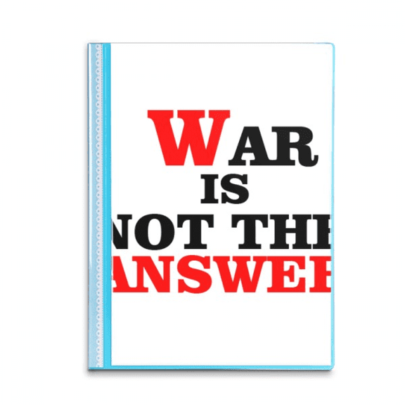 War Is Not the Answer Love Peace World Book Sheet Protectors Portfolio Binder Folder