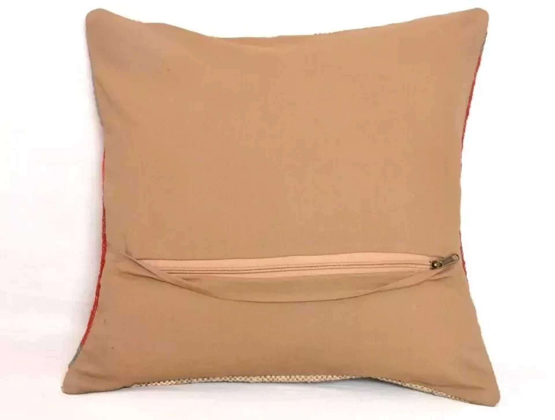 Indian Jute Kilim Cushion Cover Throw Pillow 18" Square Home Decor Handmade Woll