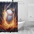 thumbnail image 2 of Coolnut Shower Curtain Fire Baseball Bathroom Decor Watercolor Shower Curtain Sets Fabric Cloth Bathroom Curtains with Hooks 60x72 Inch, 2 of 6