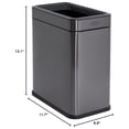 thumbnail image 2 of Rubbermaid Stainless Steel Wastebasket, Slim Open-Top Bin, 2.6 Gallons, Charcoal, 2 of 5