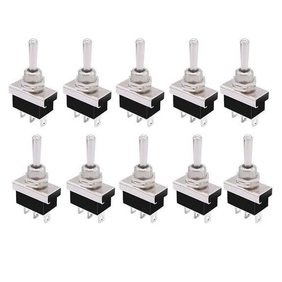 10Pcs Car 12V 25A Car Auto On/Off/On 3 Position 3 Pen Tilt Switch 25A Toggle Switch W/ Waterproof Cover Accessories Universal