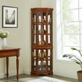 Lighted Corner Curio Cabinet w/5 Shelves & Glass Doors, Vintage Wood ...