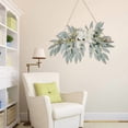 thumbnail image 3 of Artificial Flower Swag, 11.8in Eucalyptus Swags with White Flowers Handmade Greenery Hanging Decoration Swag for Wedding Arch Home Decor, Green, 210320XU03-7852-1500036402, 3 of 4