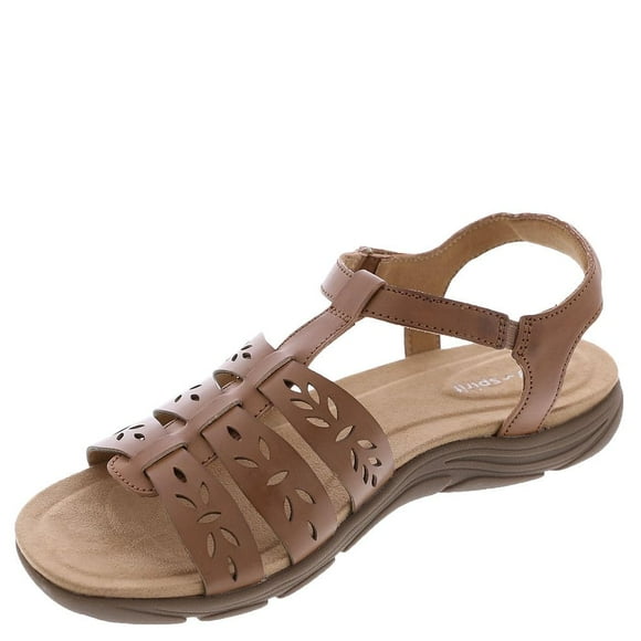 Easy Spirit Women's Luisa3 Flat Sandal Brown 8 Wide