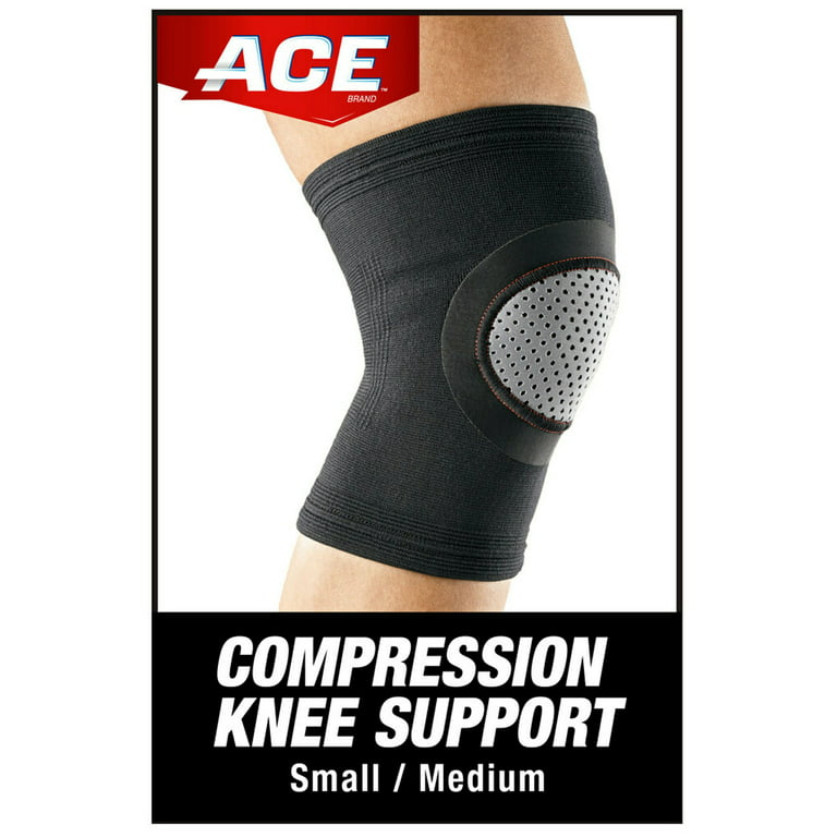 ACE Brand Adjustable Compression Knee Support with Stabilizers, Black/Gray  – One Size